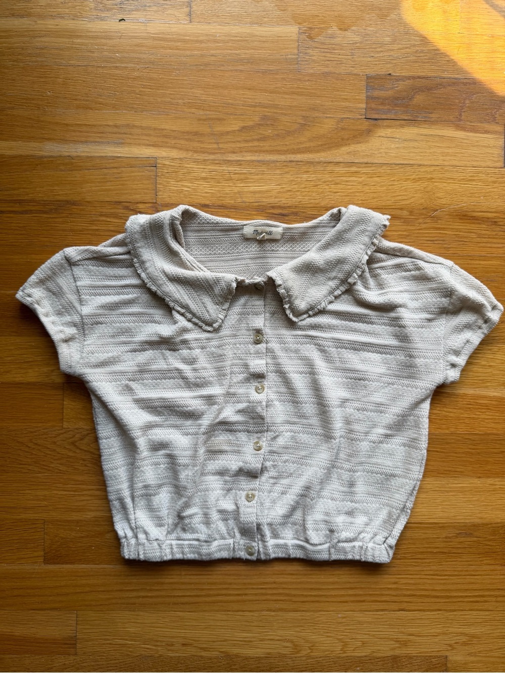 Madewell Cream Collared Knit Top - Size XXS